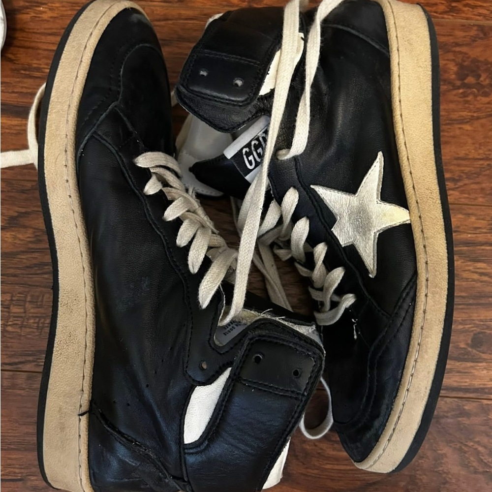 Golden Goose Black and White High-Top Sneakers